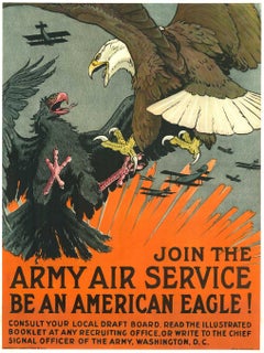 Affiche vintage « Join the Army Air Service, Be An American Eagle ! » de 1918