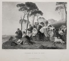 Pilgrims in Sight of Rome, Romantic Engraving by Charles Lock Eastlake