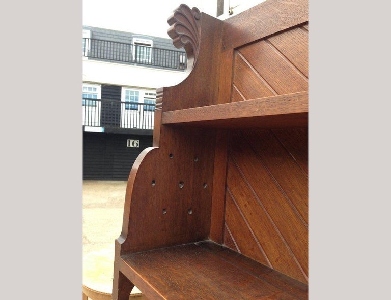 Charles Locke Eastlake Arts and Crafts Oak Dresser with Shelves and