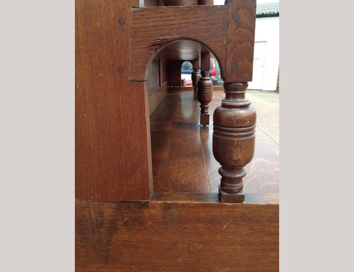 Late 19th Century Charles Locke Eastlake Arts & Crafts Oak Dresser with Shelves and Carved Florets For Sale