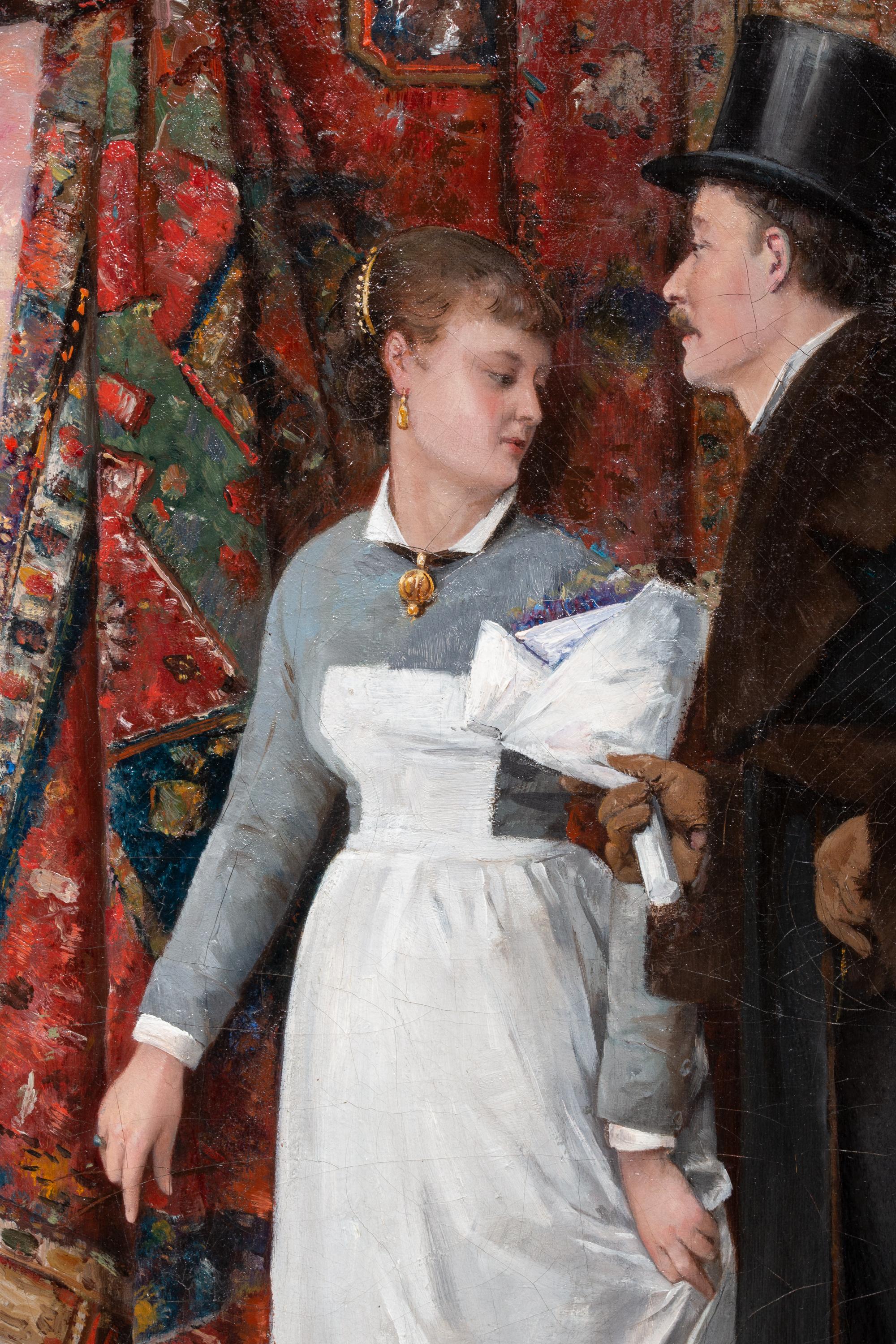 'A Gentleman and a Maid' by Charles Léon Cardon (1850 – 1921) signed, dated 1880 For Sale 2