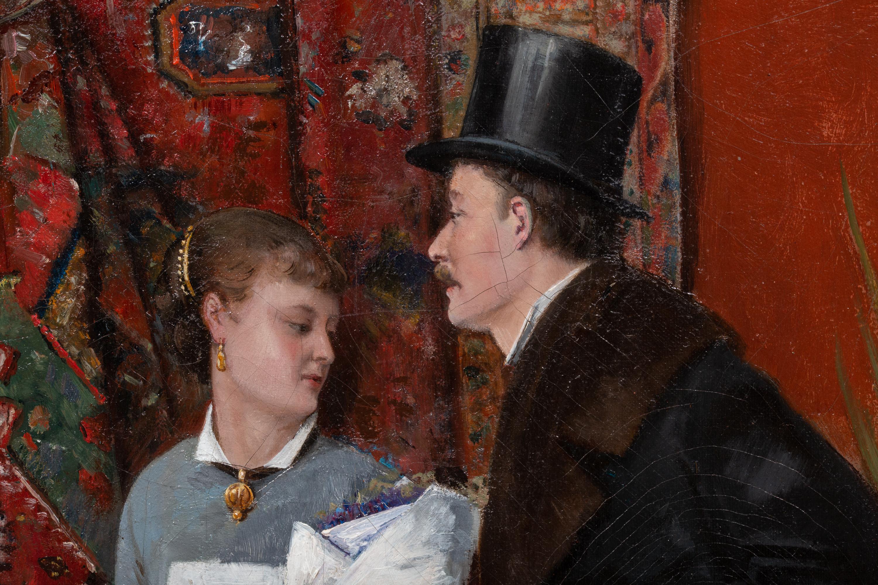 'A Gentleman and a Maid' by Charles Léon Cardon (1850 – 1921) signed, dated 1880 For Sale 3