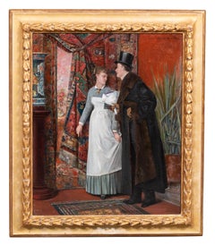 'Un gentiluomo e una cameriera' di Charles Charles Léon Cardon (1850 - 1921) firmato, datato 1880