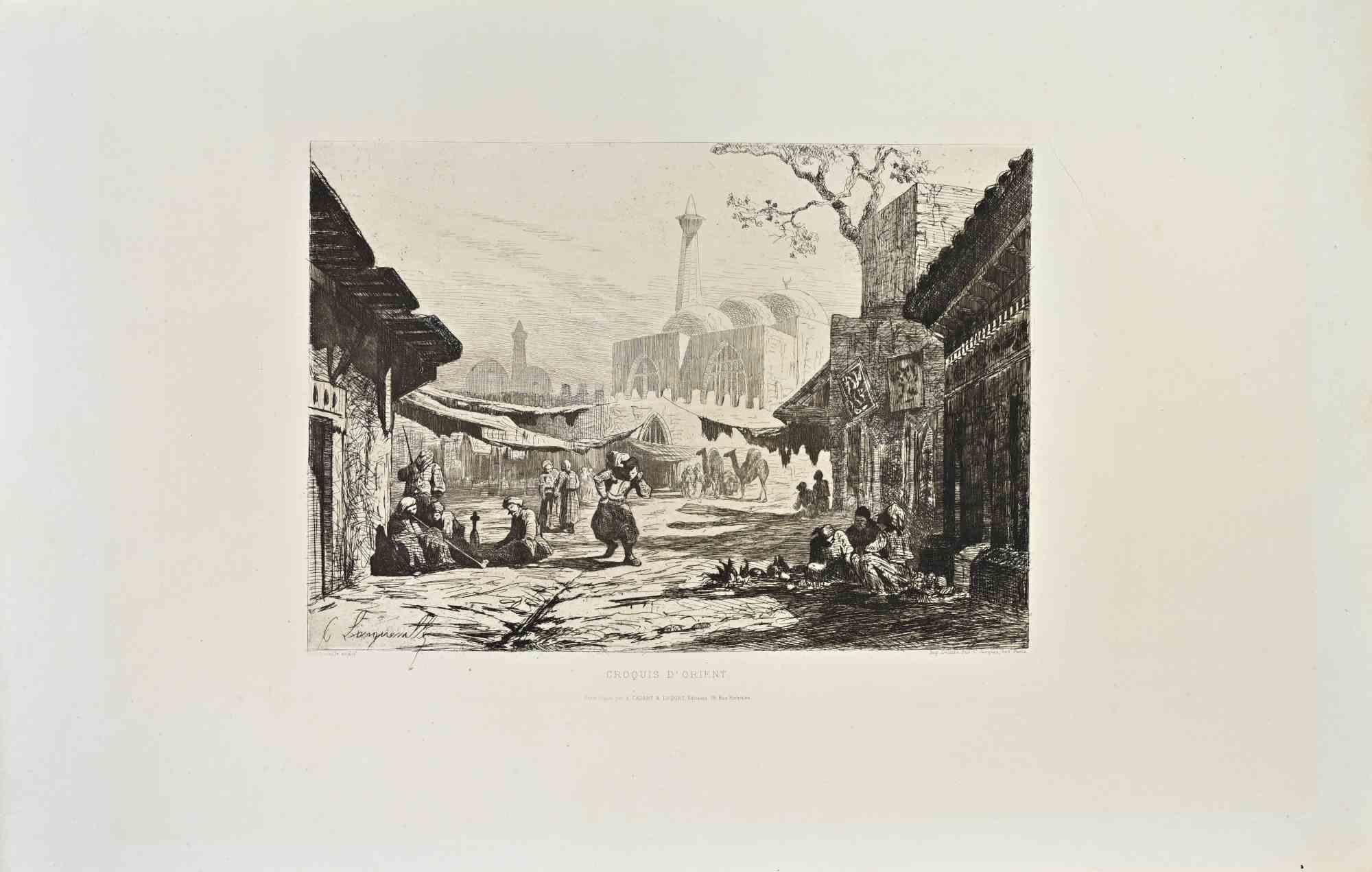 Croquis de Oriente es un aguafuerte en blanco y negro realizado por Charles Longueville (1829-1899) en la década de 1870.

Titulado en la parte inferior.

Tamaño de la imagen: 29cmx20cm.

Muy buen estado.

Realizado por Cadart para la "Société des