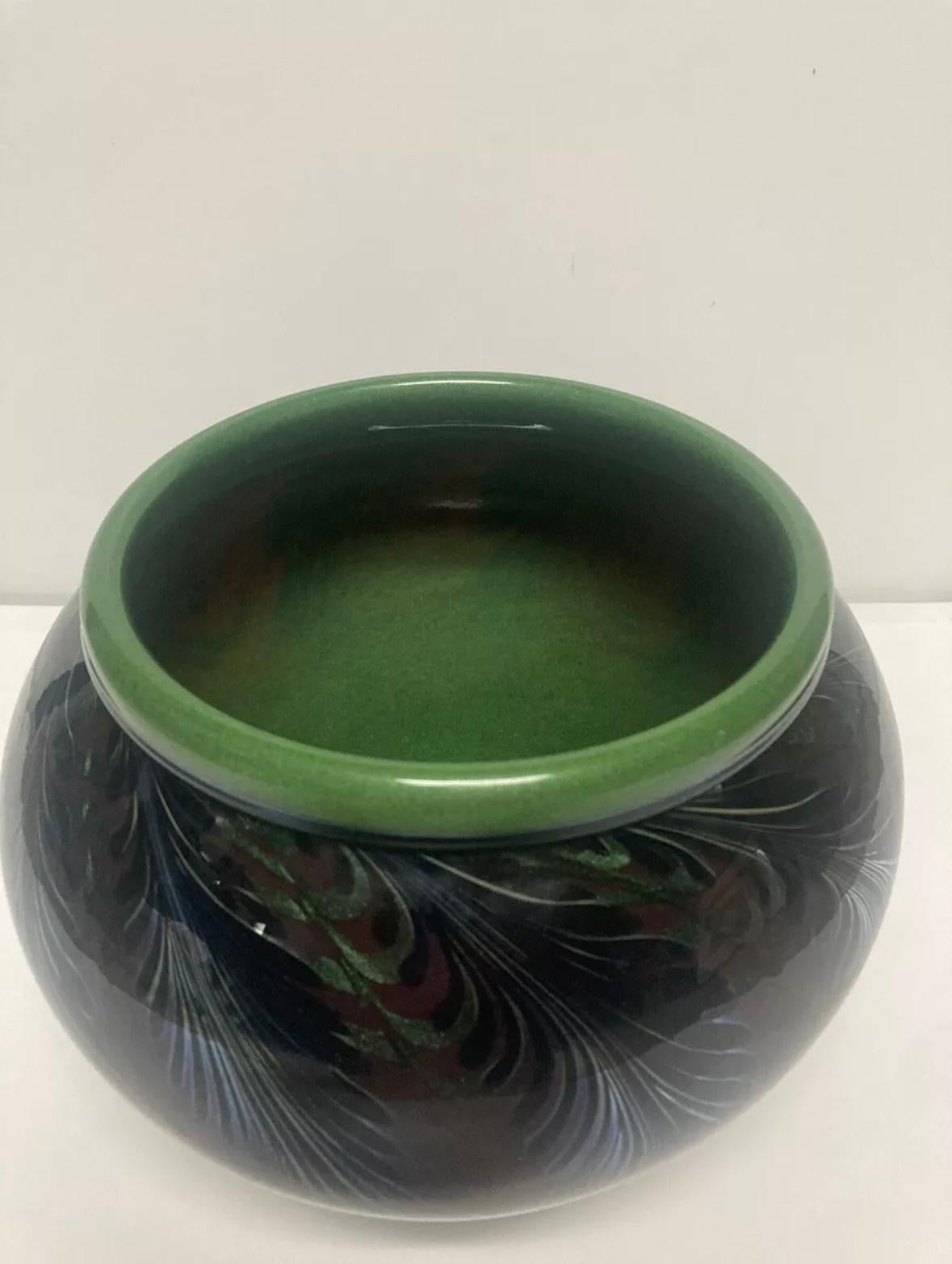 Charles Lotton glass vase rare signed . In excellent condition measures 10x10x9
