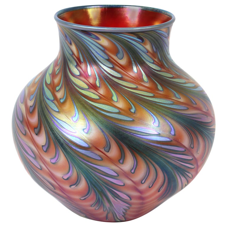 Charles Lotton Modern Art Glass Iridescent Vase at 1stDibs | charles