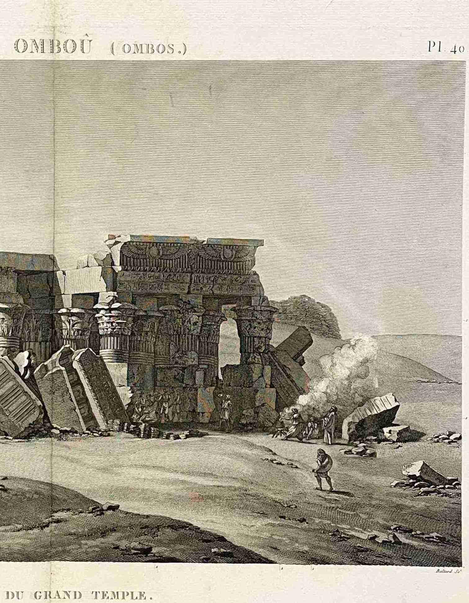 Charles Louis Balzac ca. 1809-1829 Incisione Koum Omboû (Ombos) in vendita 2