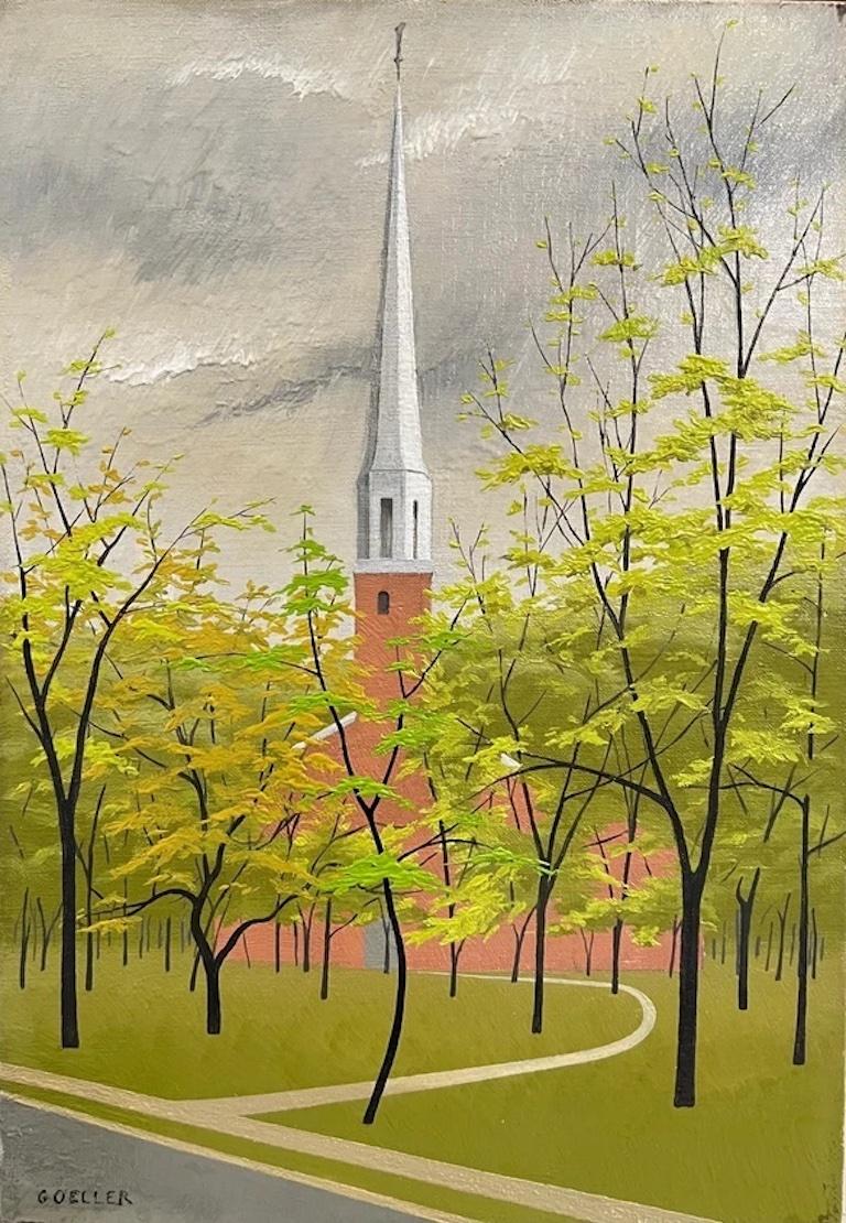 Charles Louis Goeller Landscape Painting - Church in Trees