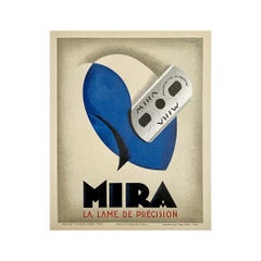Manifesto pubblicitario originale del 1929 di Charles Loupot per il rasoio Mira