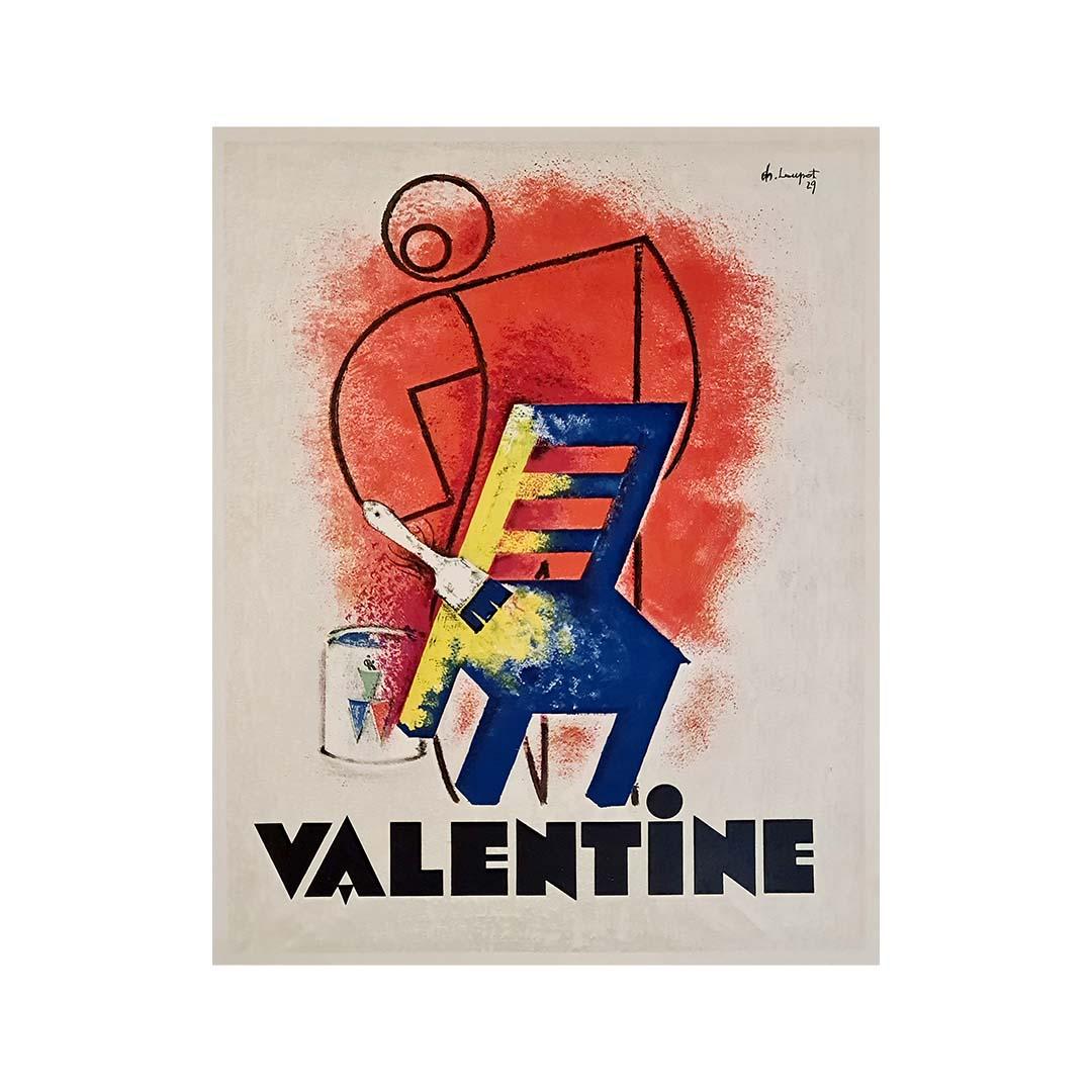 1929 cartel publicitario original de Charles Loupot para Pinturas Valentine en venta 3