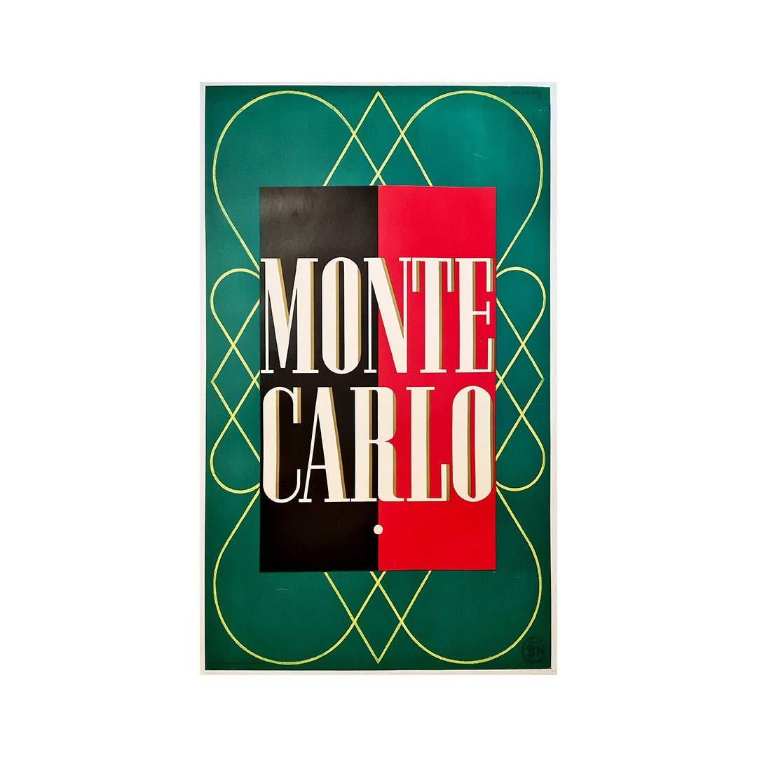 1937 Originalplakat von Charles Loupot für die SNCF und die Reisen nach Monte-Carlo