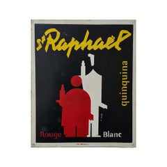 Enseigne publicitaire originale en émail « Quiquina » de Saint-Raphaël, datant des années 30 environ, réalisée par Charles Loupot