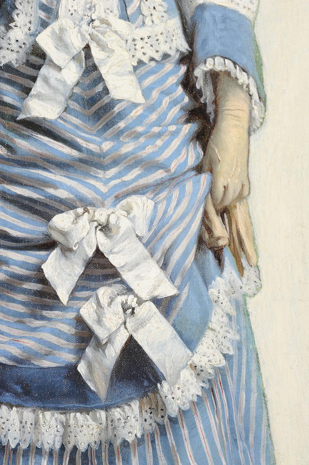 Charles LOYEUX
(Paris 1823 - Arnouville 1899)
Élégante en promenade
Oil on canvas
H. 46 cm; L. 27.5 cm
Signed lower left

As a pupil of Paul Delaroche, the young Charles Loyeux befriended several painters of his generation, including Jean-Léon
