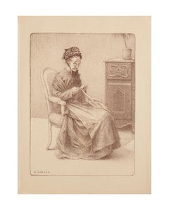 Frühe Frau – Lithographie von Charles Lucien Landre – frühes 20. Jahrhundert