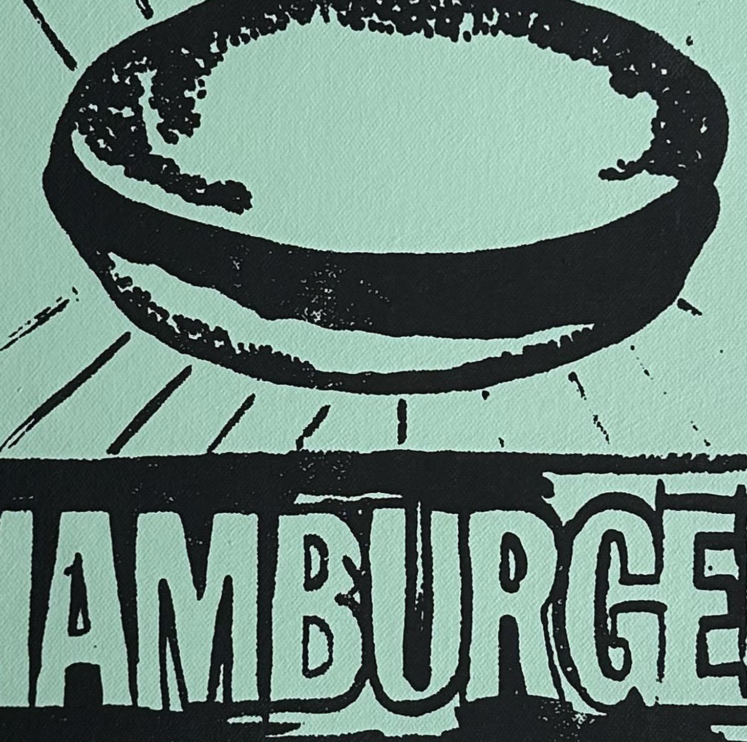 Andy Warhol Denied Painting canvas Black & Green Hamburger by Charles Lutz For Sale 2
