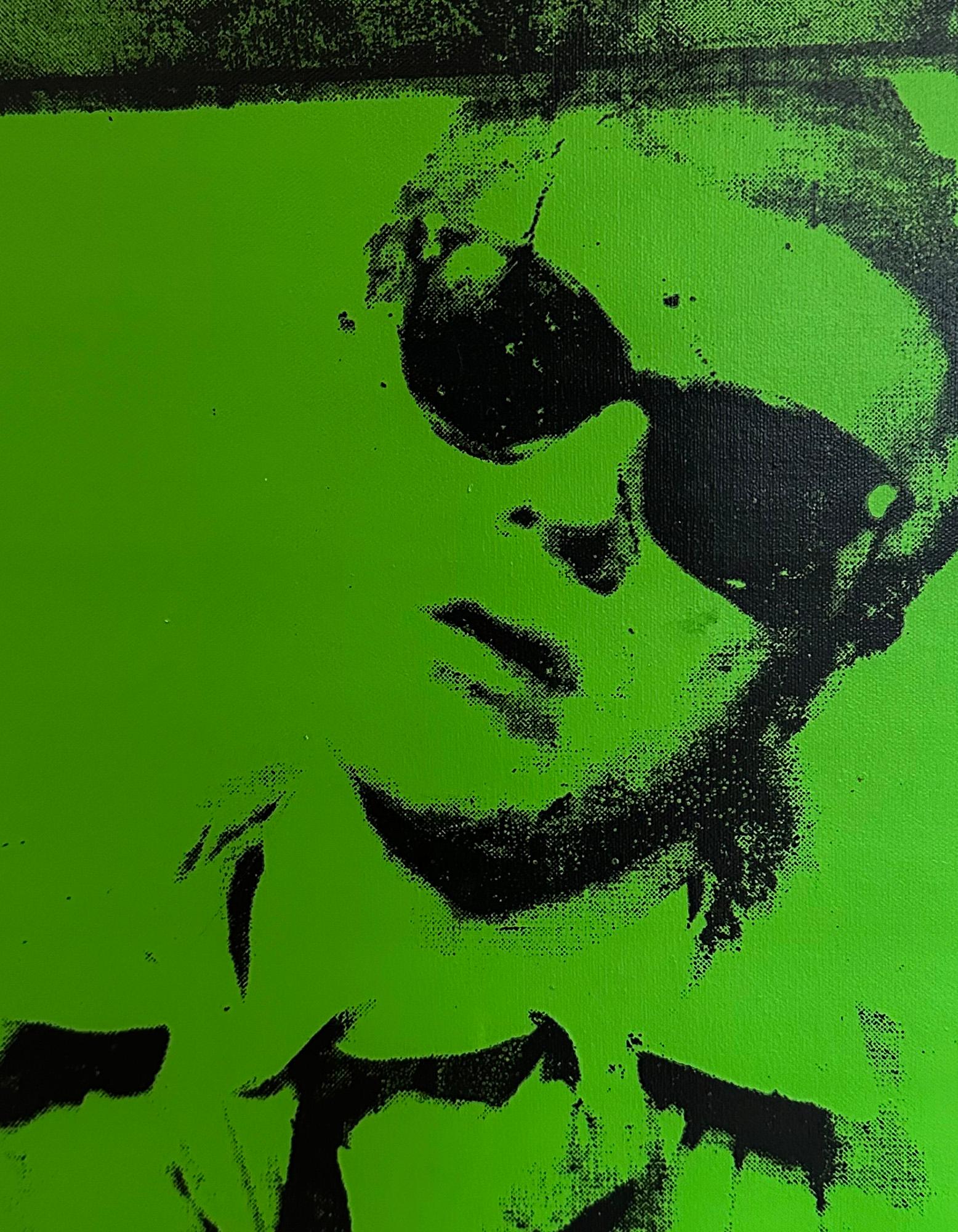 Andy Warhol Denegado Lienzo Negro y Verde Autorretrato de Charles Lutz en venta 1