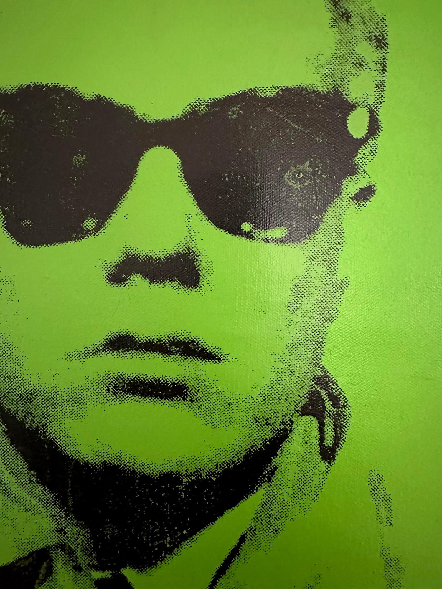 Andy Warhol Denegado Lienzo Negro y Verde Autorretrato de Charles Lutz en venta 2