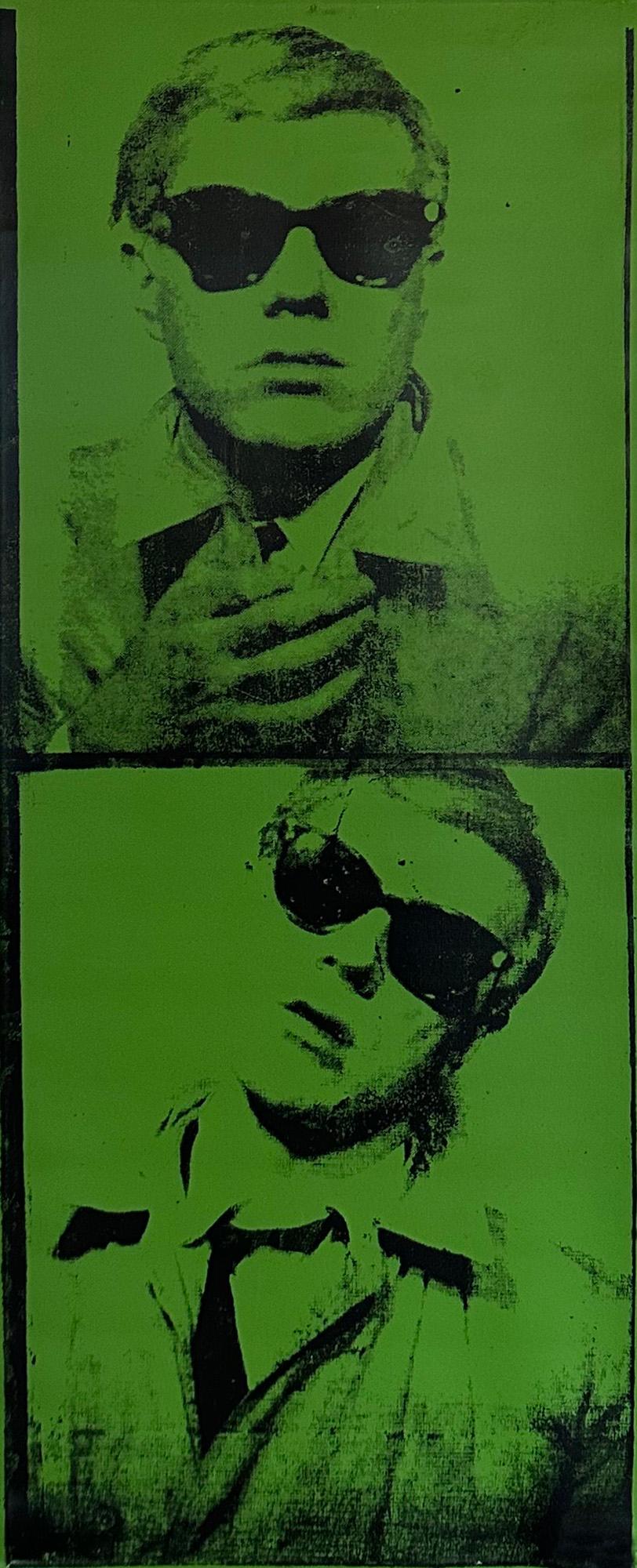 Andy Warhol Denegado Lienzo Negro y Verde Autorretrato de Charles Lutz en venta 3