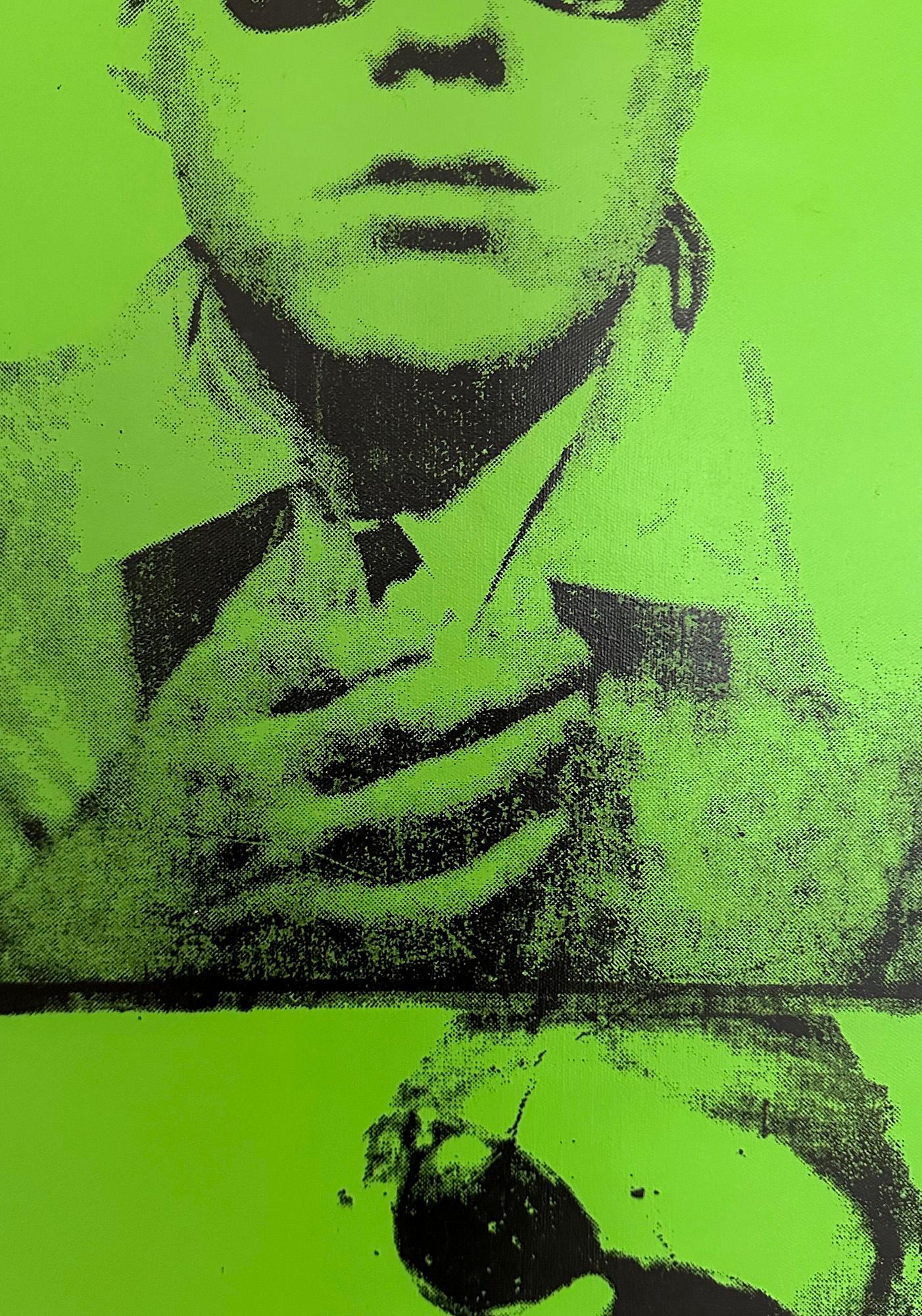 Andy Warhol Denegado Lienzo Negro y Verde Autorretrato de Charles Lutz en venta 4