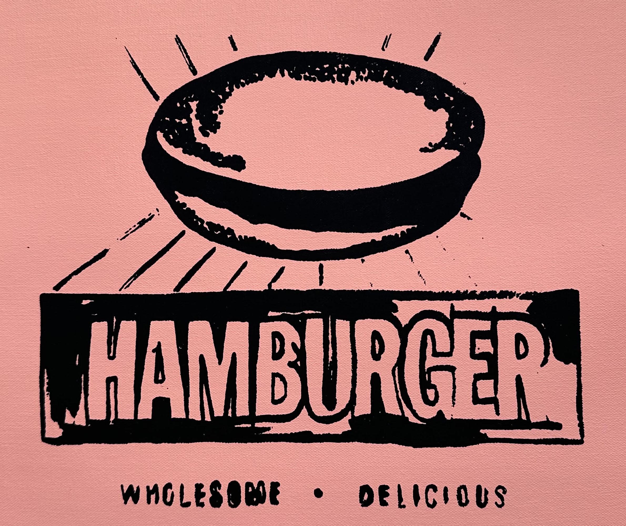 Andy Warhol Denied Painting canvas Black & Pink Hamburger by Charles Lutz For Sale 1