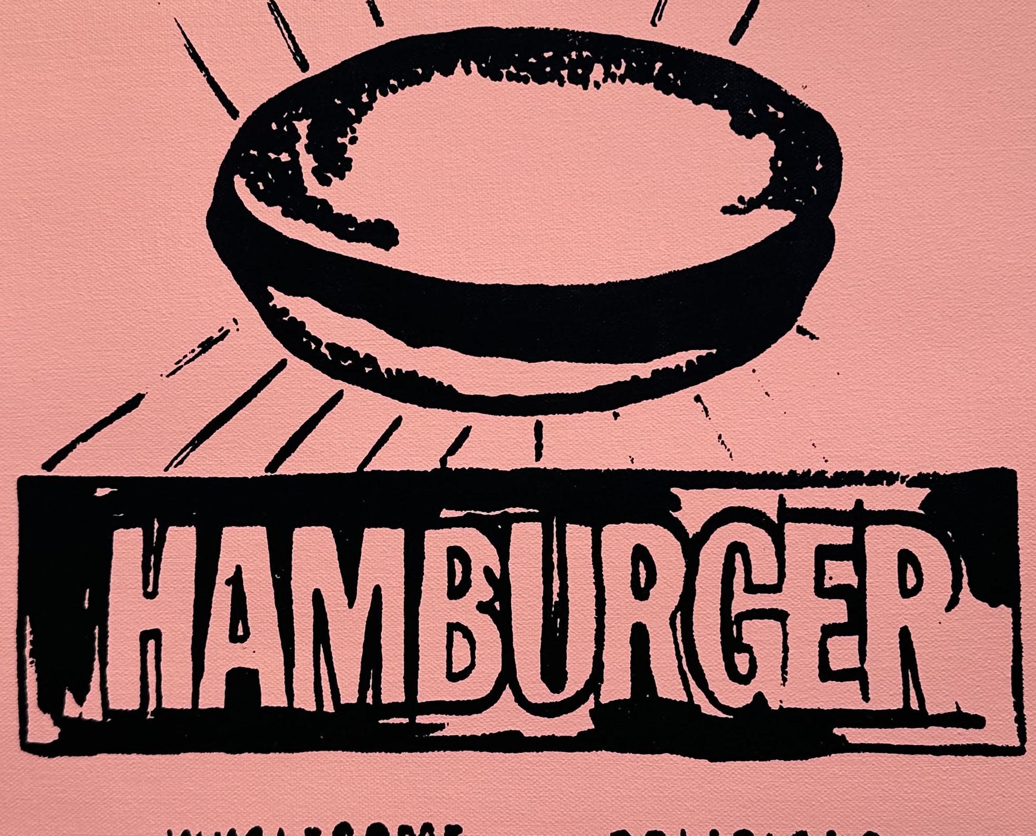 Andy Warhol Denied Painting canvas Black & Pink Hamburger by Charles Lutz For Sale 2