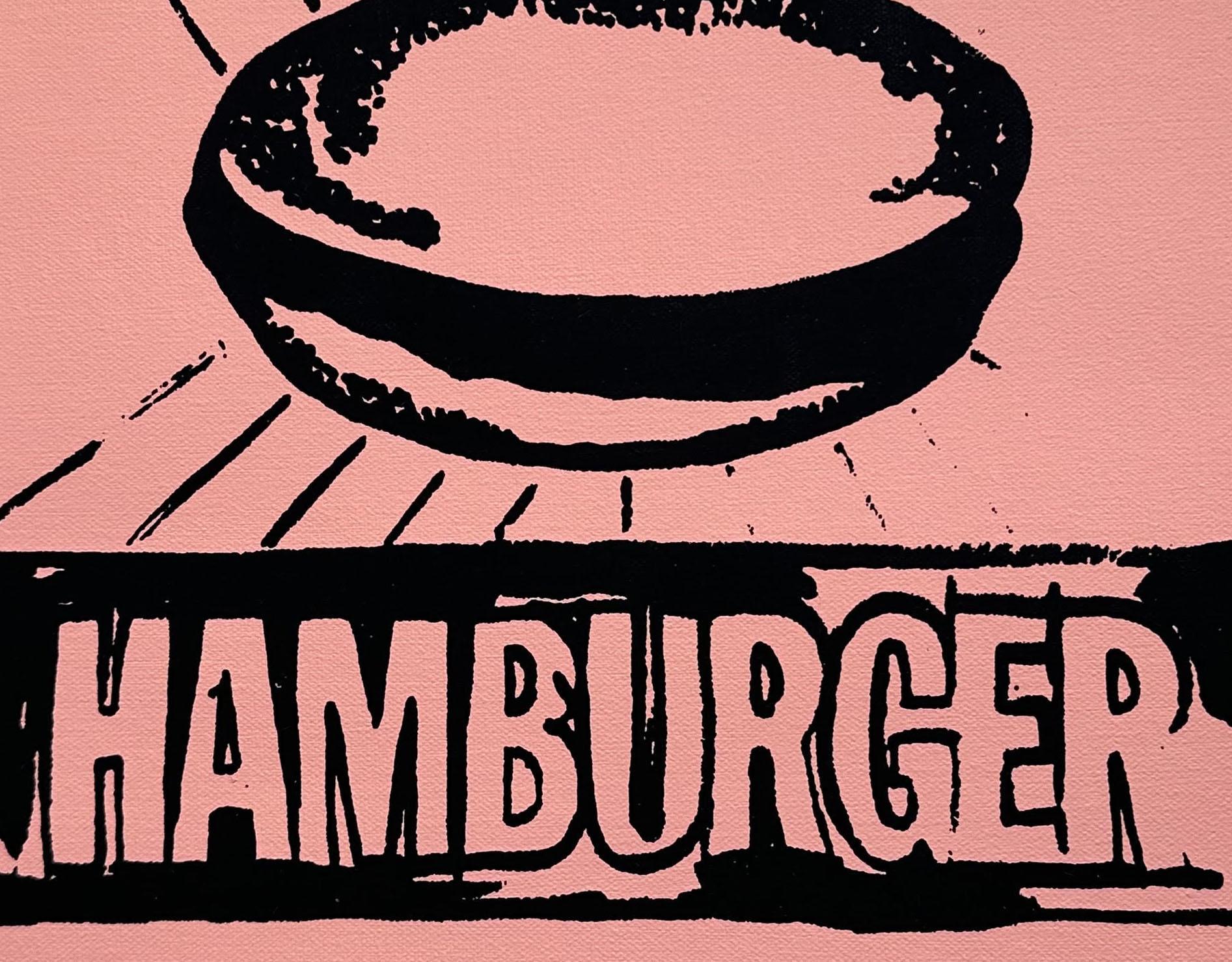 Andy Warhol Denied Painting canvas Black & Pink Hamburger by Charles Lutz For Sale 3