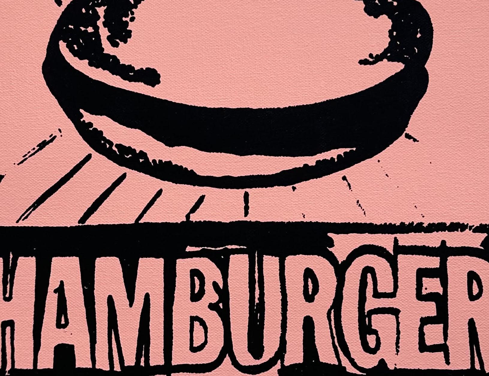 Andy Warhol Denied Painting canvas Black & Pink Hamburger by Charles Lutz For Sale 4