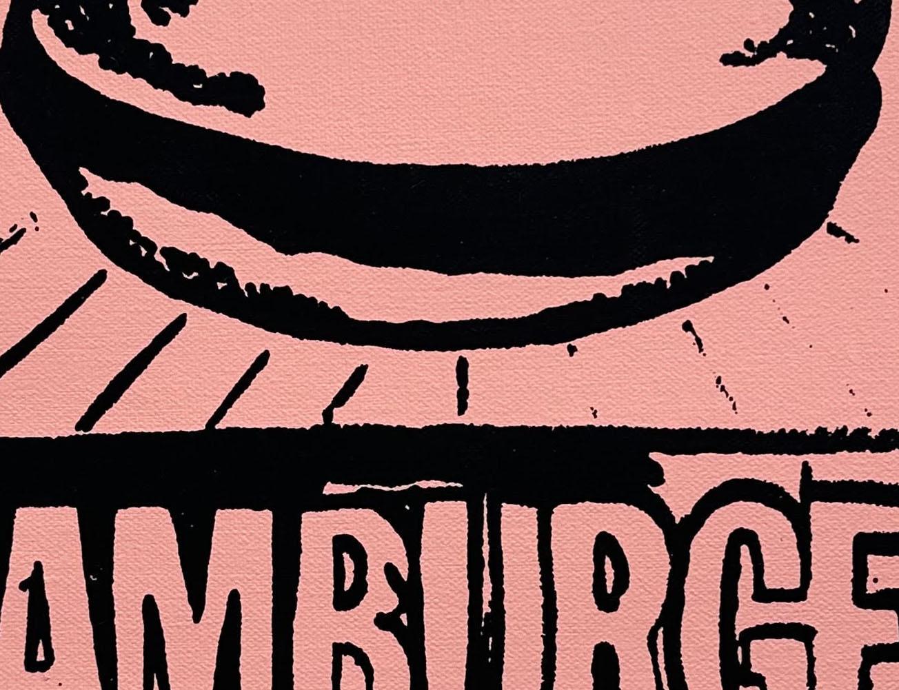 Andy Warhol Denied Painting canvas Black & Pink Hamburger by Charles Lutz For Sale 5