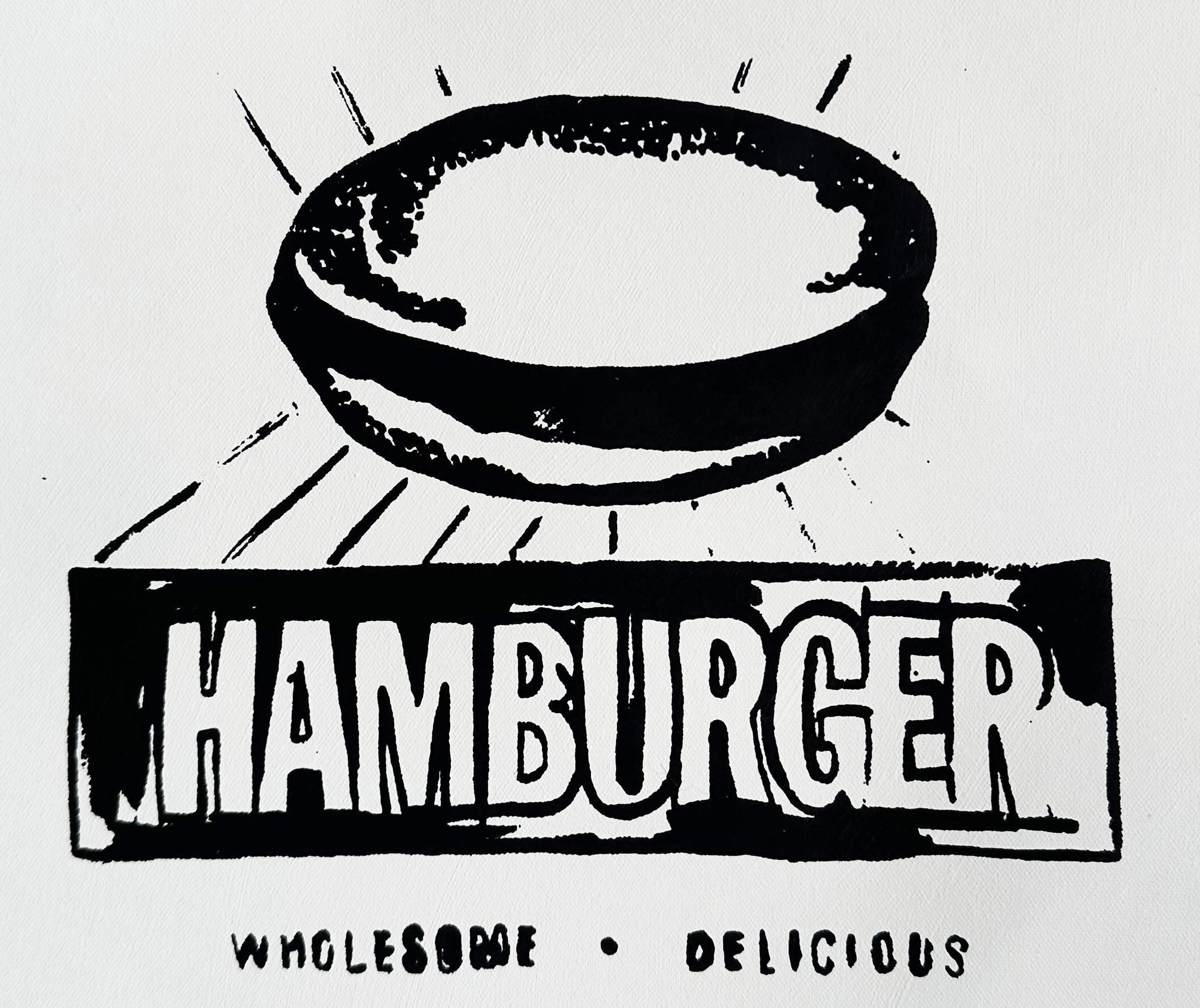 Andy Warhol Denied Painting canvas Black & White Hamburger by Charles Lutz For Sale 1