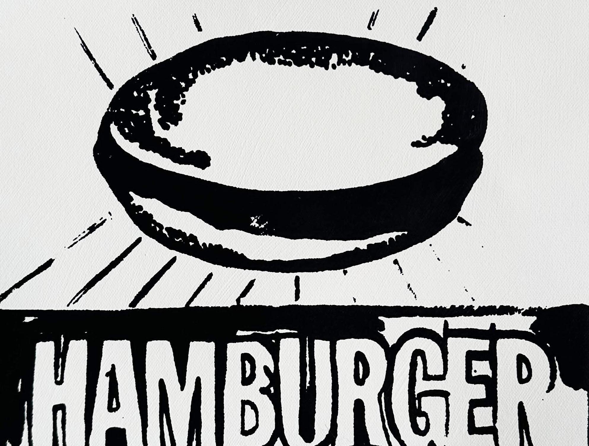Andy Warhol Denied Painting canvas Black & White Hamburger by Charles Lutz For Sale 2