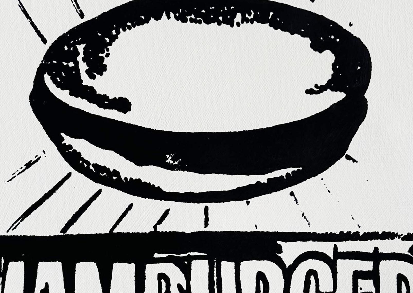 Andy Warhol Denied Painting canvas Black & White Hamburger by Charles Lutz For Sale 3