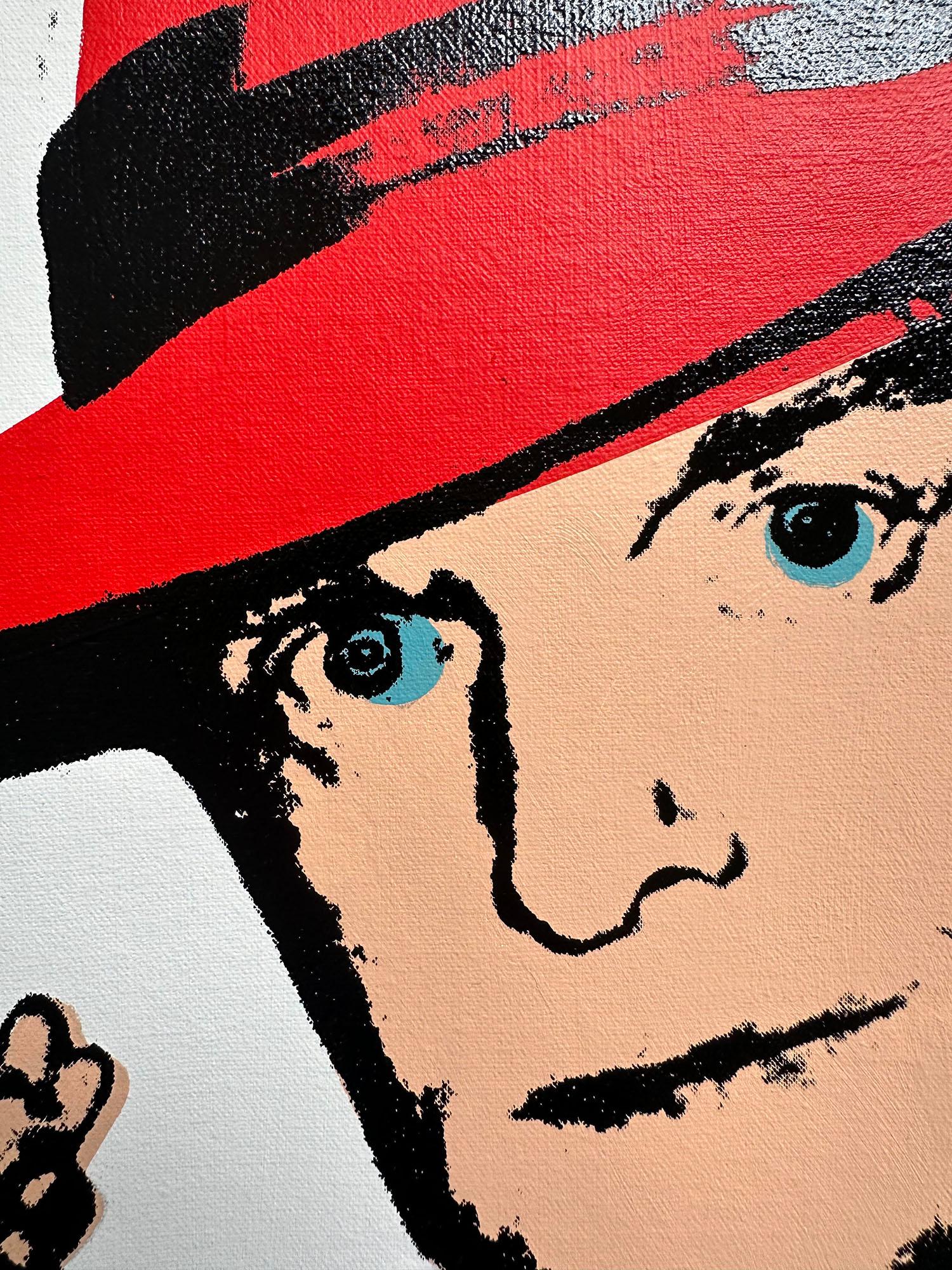 Andy Warhol Denied Painting canvas Black White Red Truman Capote by Charles Lutz For Sale 1