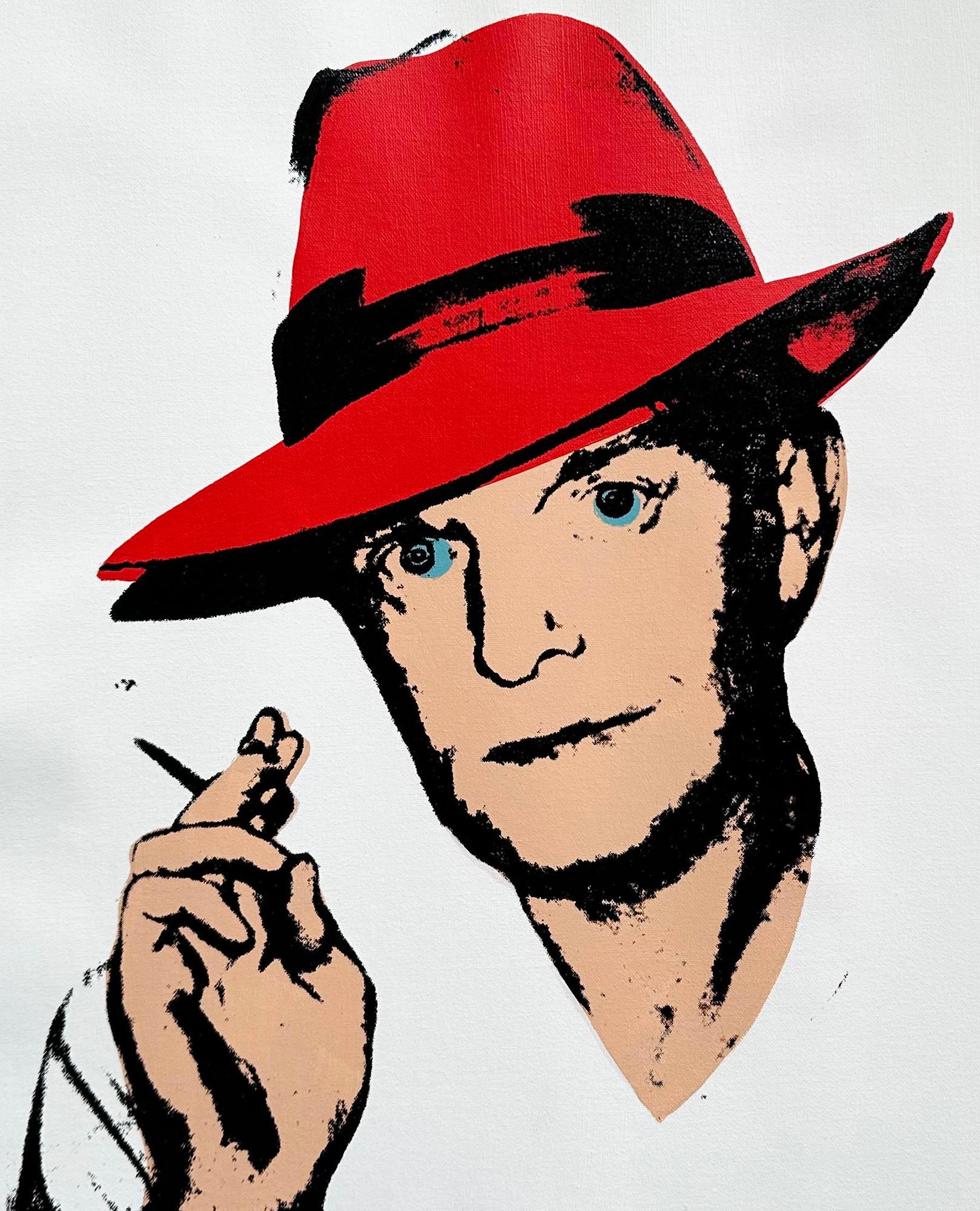 Andy Warhol Denied Painting canvas Black White Red Truman Capote by Charles Lutz For Sale 2