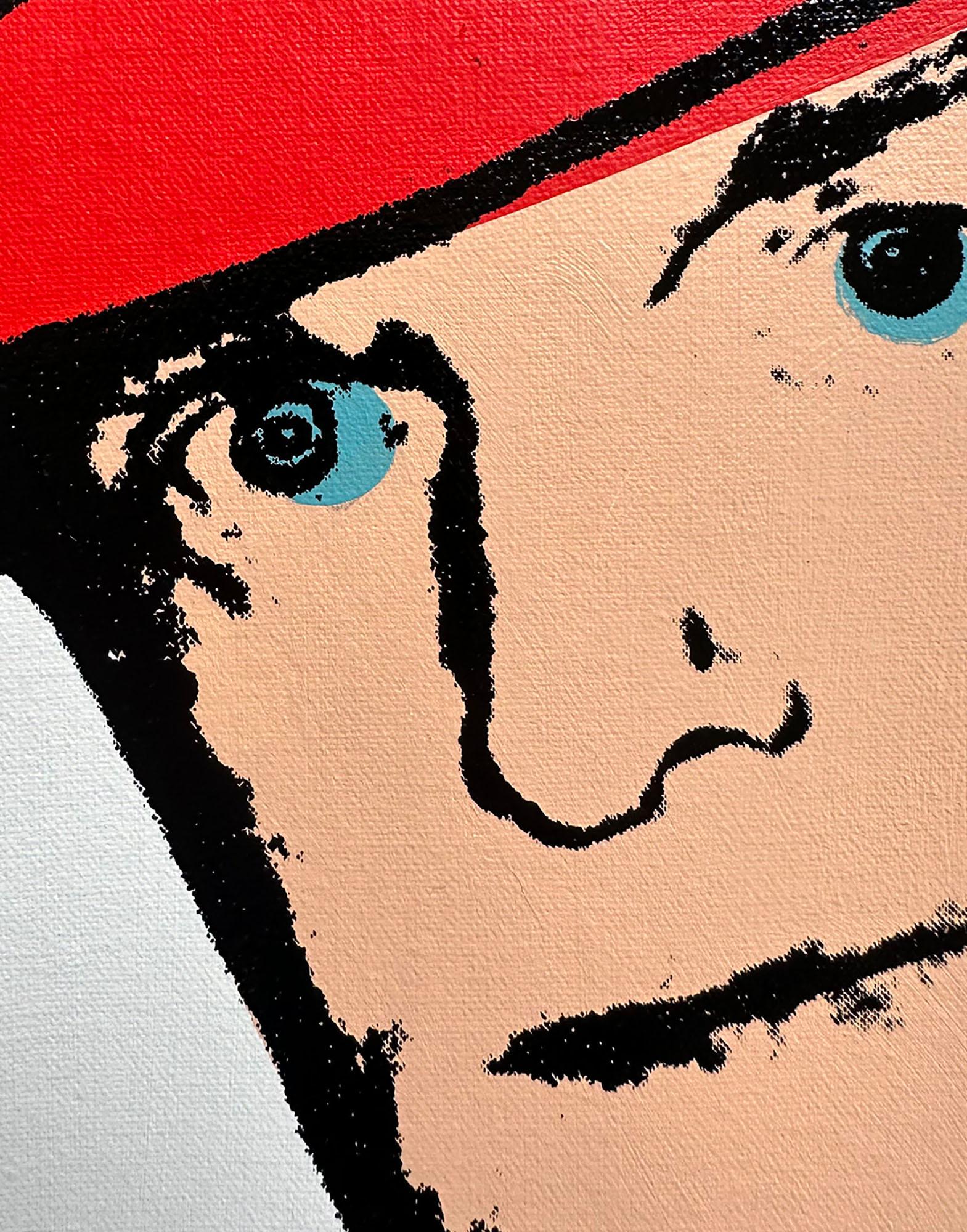 Andy Warhol Denied Painting canvas Black White Red Truman Capote by Charles Lutz For Sale 3