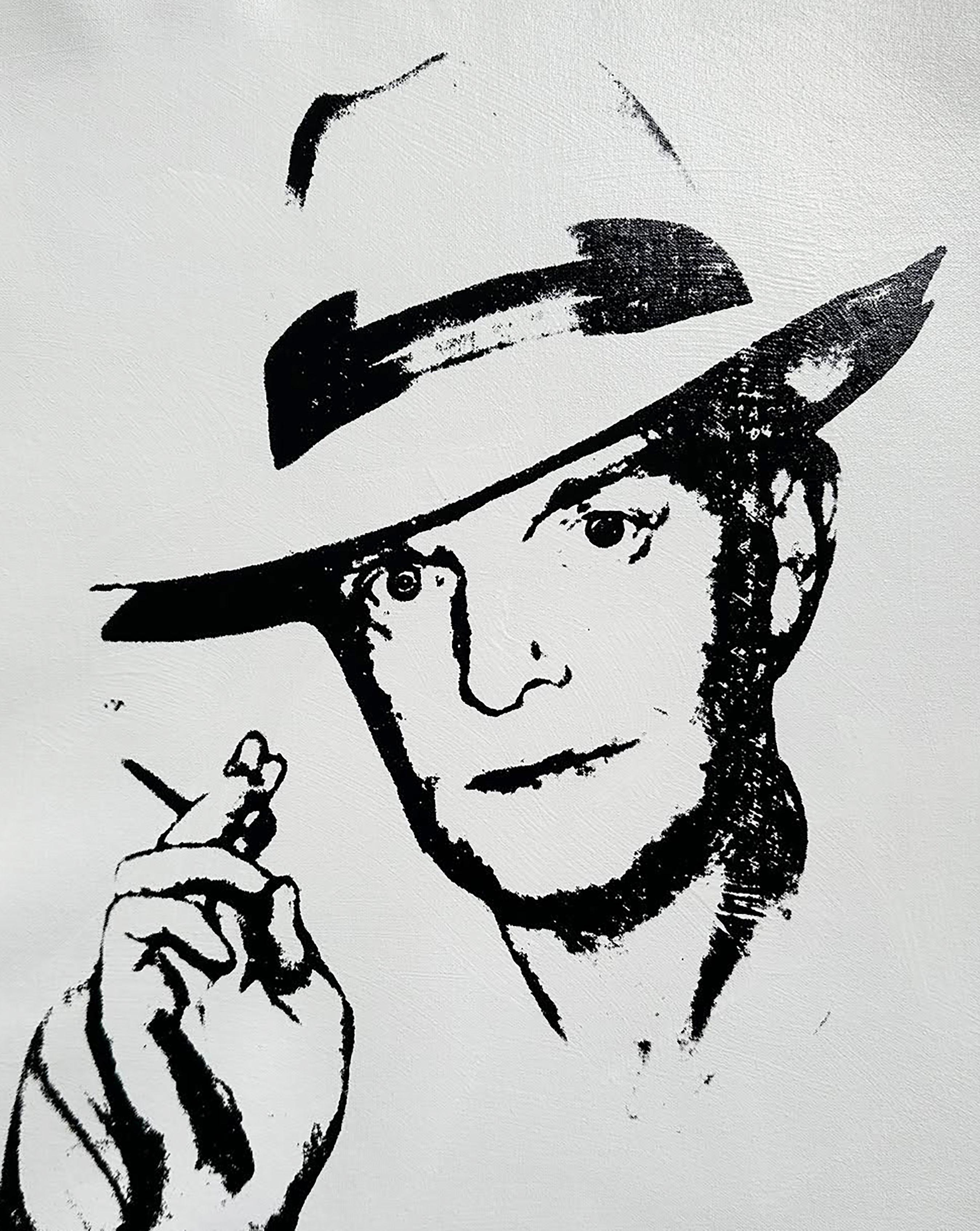 Andy Warhol Denied Painting canvas Black White Truman Capote by Charles Lutz For Sale 4