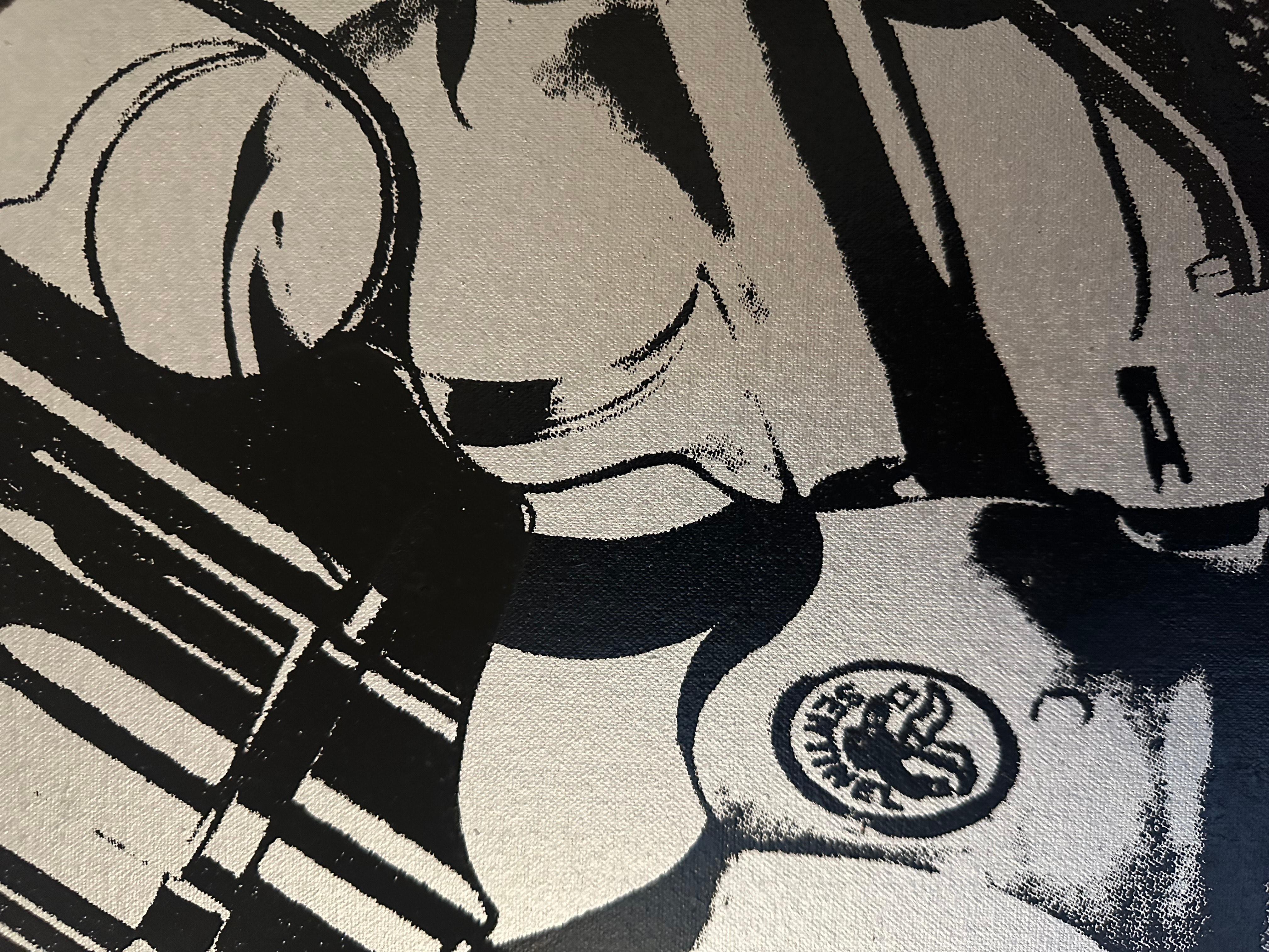 Cuadro Andy Warhol negado sobre lienzo Pistolas (3 Silver) de Charles Lutz en venta 6