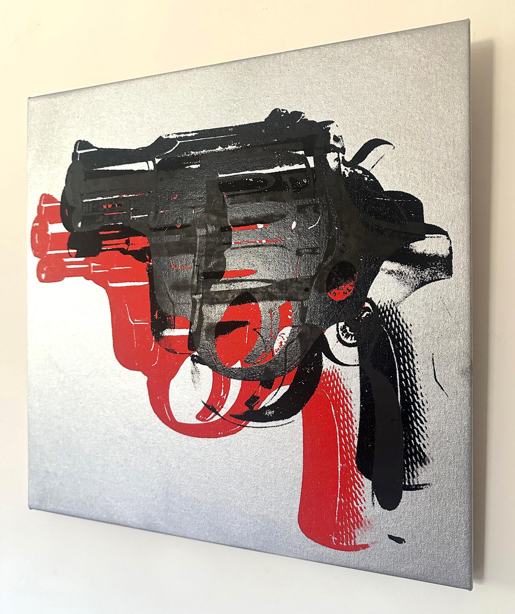 Andy Warhol Denegado Pintura sobre lienzo Armas II (Plata Negro Rojo) de Charles Lutz en venta 1