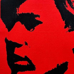 Andy Warhol Self portrait Denied Painting canvas red on linen by Charles Lutz