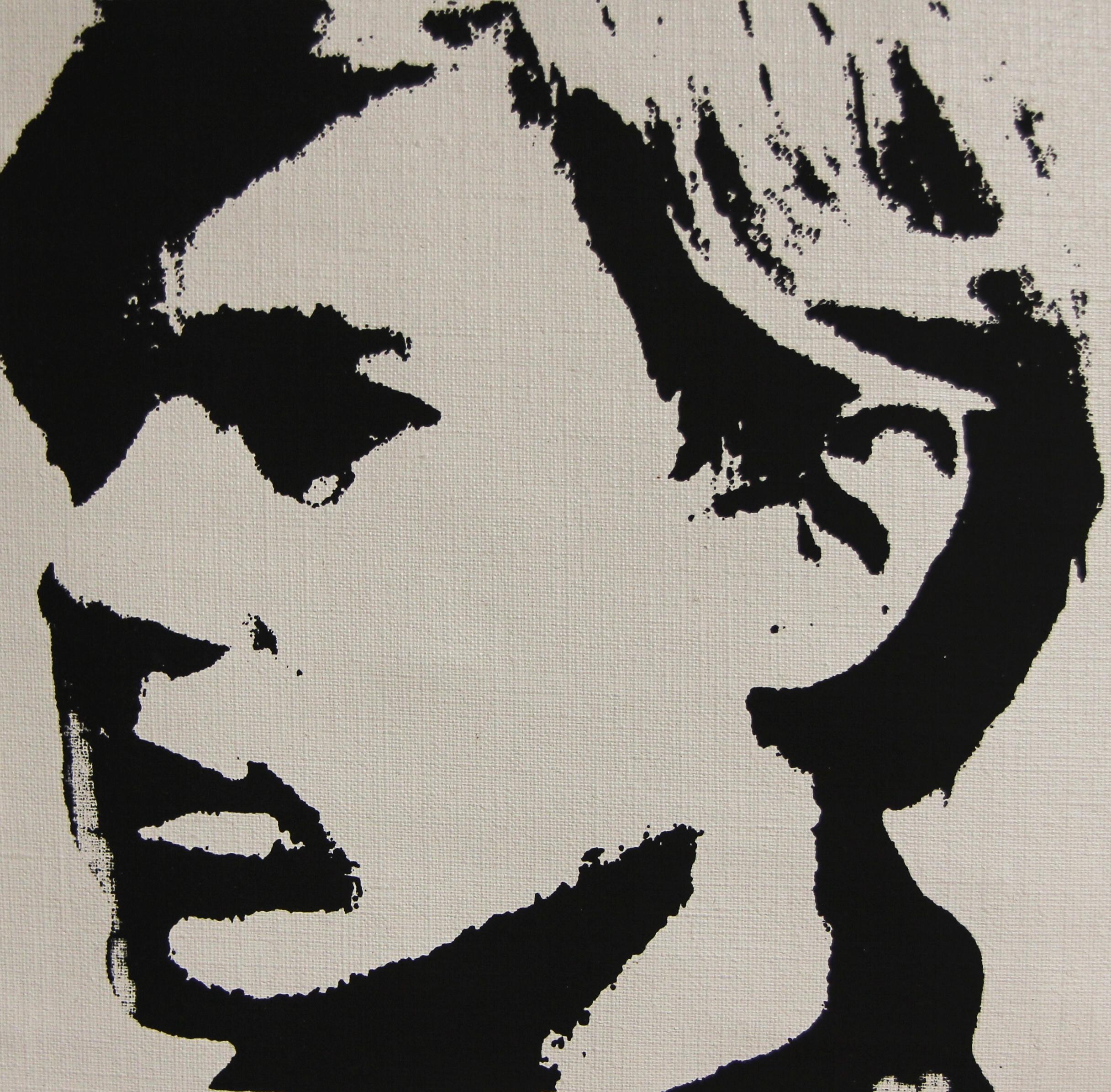 Andy Warhol Self portrait Denied Painting canvas white on linen by Charles Lutz For Sale 1