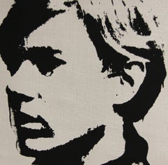 Andy Warhol Self portrait Denied Painting canvas white on linen by Charles Lutz