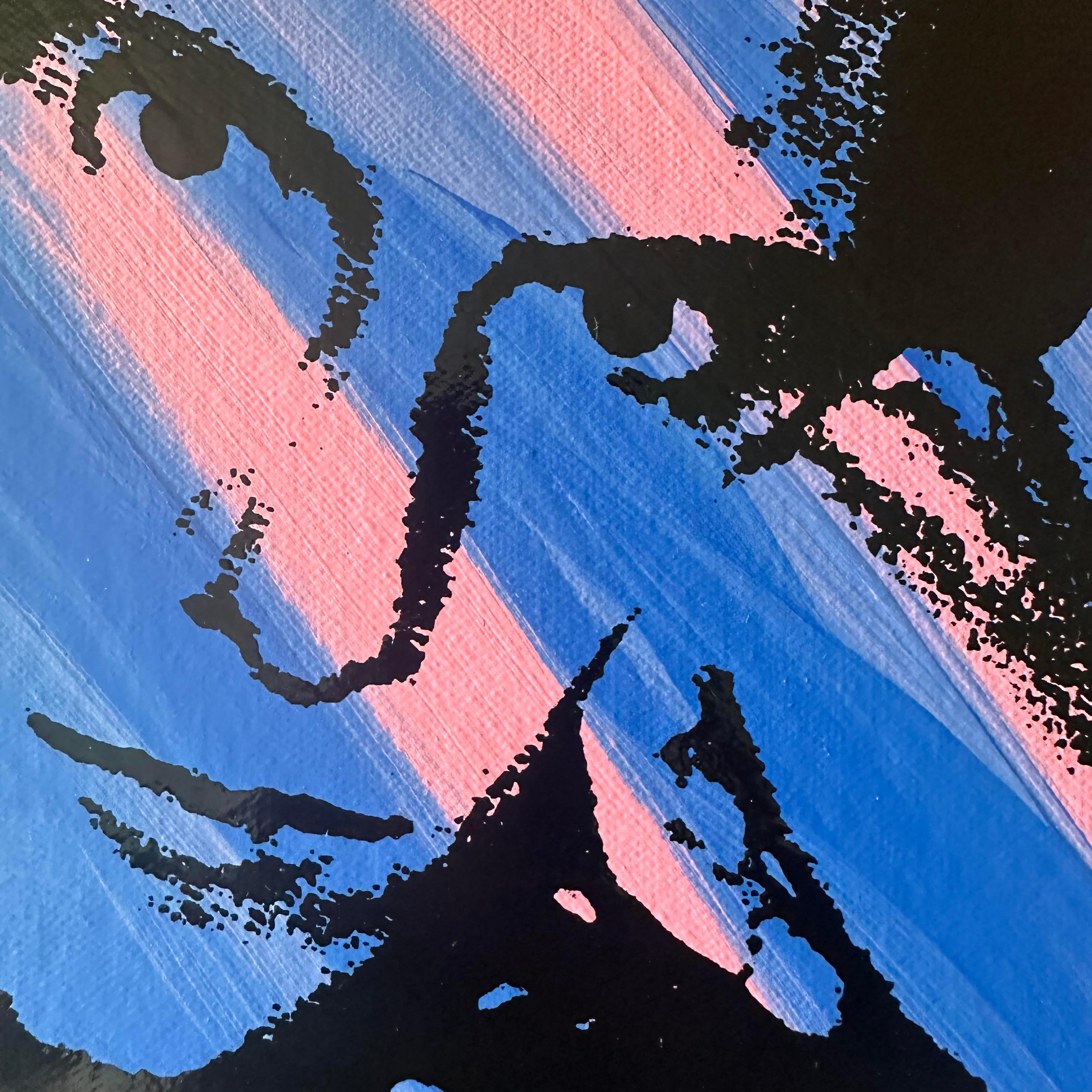 Andy Warhol YSL Yves Saint Laurent Denied Gemälde Leinwand Rosa Blau Charles Lutz im Angebot 1