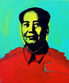 Chairman Mao Denied Andy Warhol Silkscreen Painting by Charles Lutz