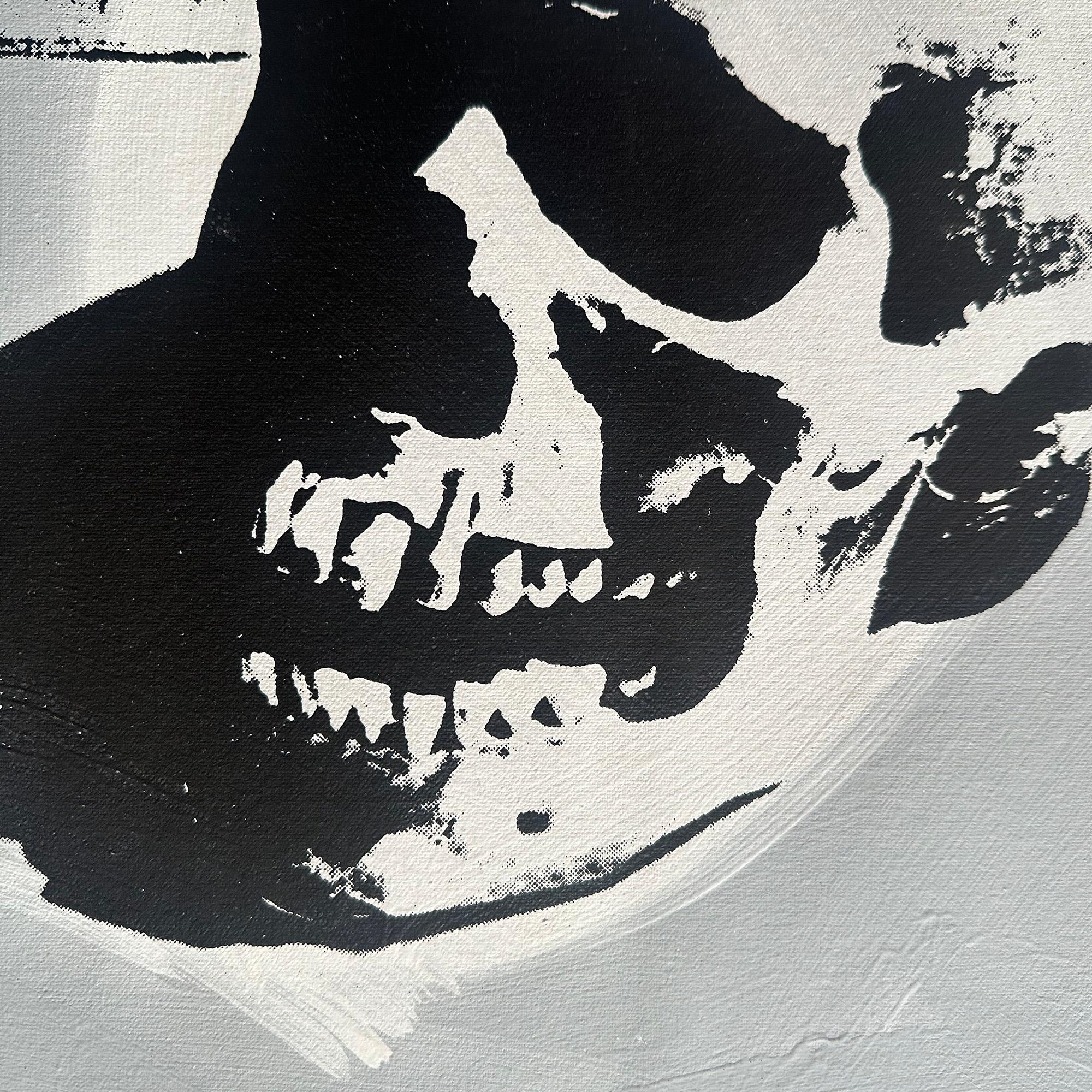 Denied Andy Warhol, Schwarz-Weiß- Totenkopfgemälde von Charles Lutz im Angebot 1