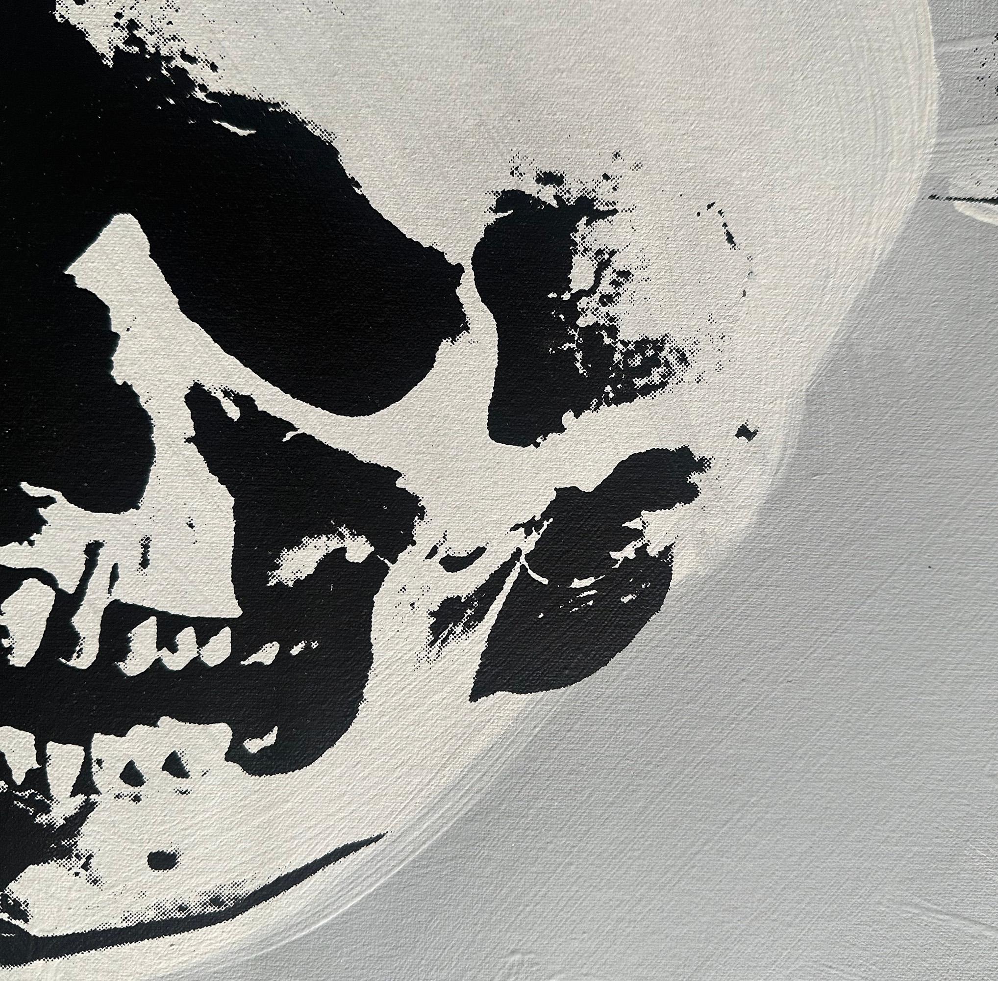 Denied Andy Warhol, Schwarz-Weiß- Totenkopfgemälde von Charles Lutz im Angebot 2