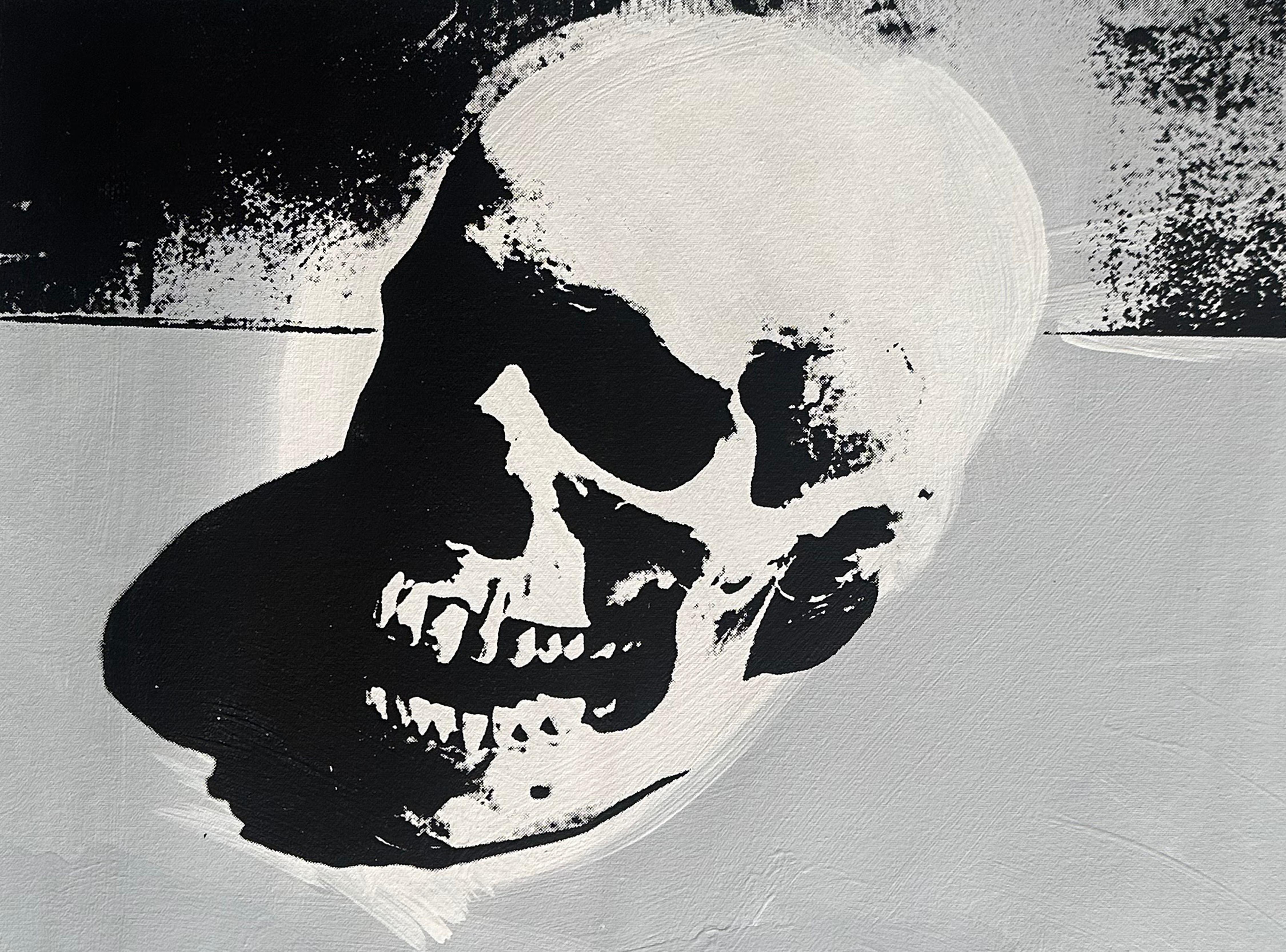 Denied Andy Warhol Black and White Skull Painting by Charles Lutz