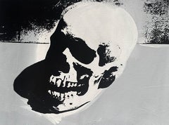 Negada Pintura de la calavera en blanco y negro de Andy Warhol por Charles Lutz