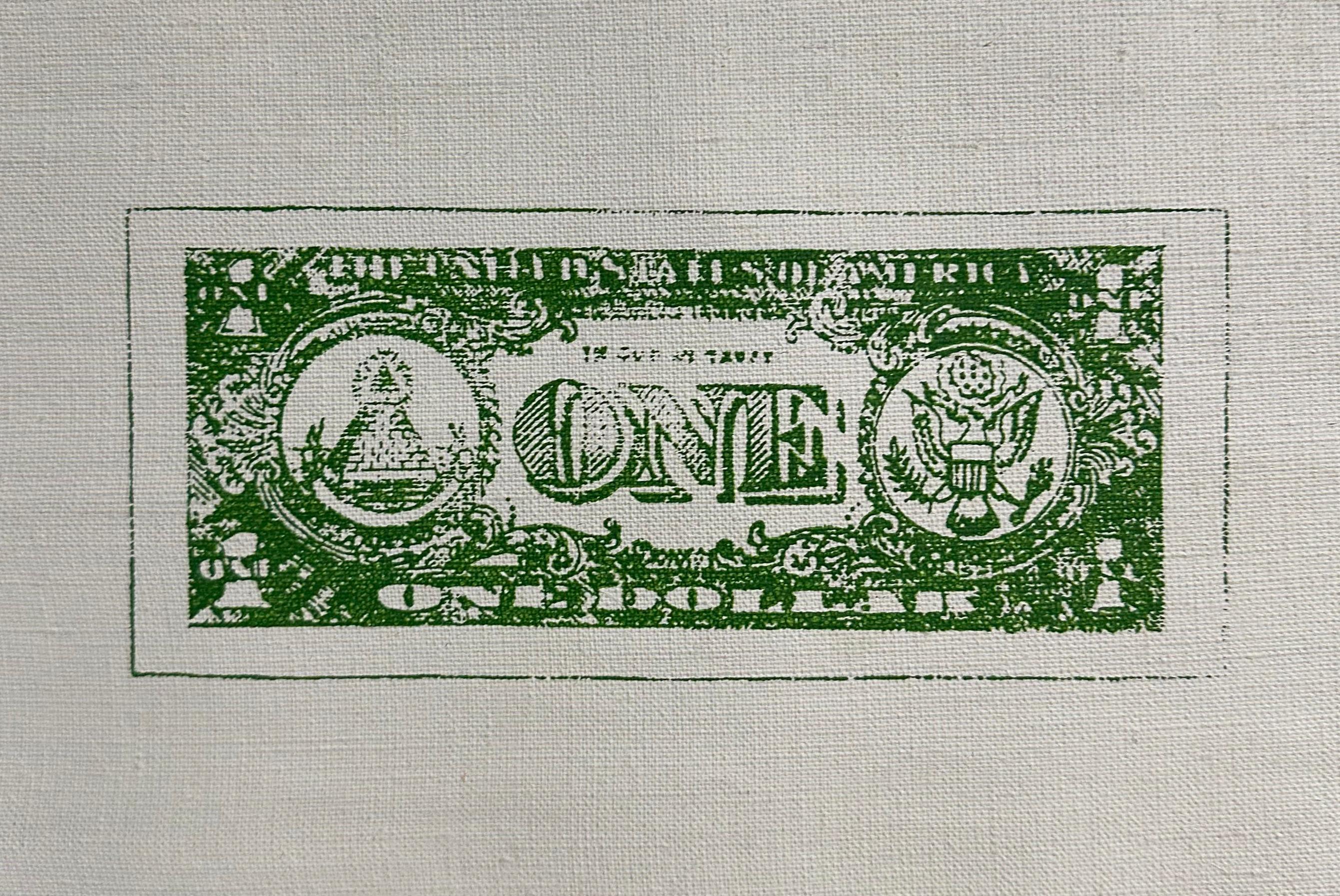Peinture Dollar Bill dénichée d'Andy Warhol / Charles Lutz