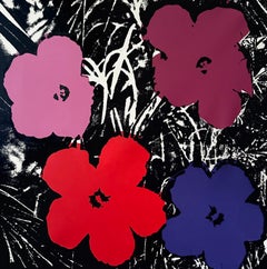 Denied Andy Warhol Flowers Red Pink Purple 48 x48" Pop Art Painting Charles Lutz