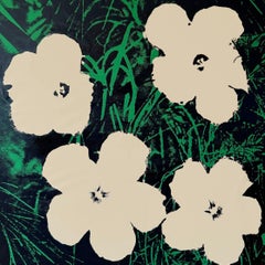 Denied Andy Warhol Blumen Weiß 48 x48" auf Leinwand Pop Art Gemälde Charles Lutz