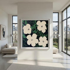 Denied Andy Warhol Flowers White 48 x48" on canvas Pop Art Painting Charles Lutz